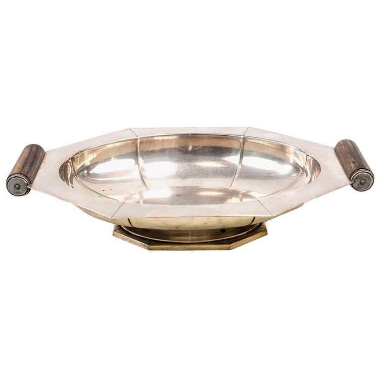 Art Deco Basket in Silvered Metal, 1930s at 1stDibs