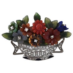 Art Deco Basket of Flowers Brooch