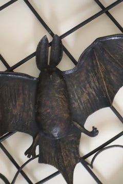 Art Deco Bat and Maple Leaf Wall Light made of Bronze and Iron