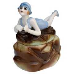  Art Deco Bathing Belle Dresser Trinket Box, by Fasold & Stuach, C1930