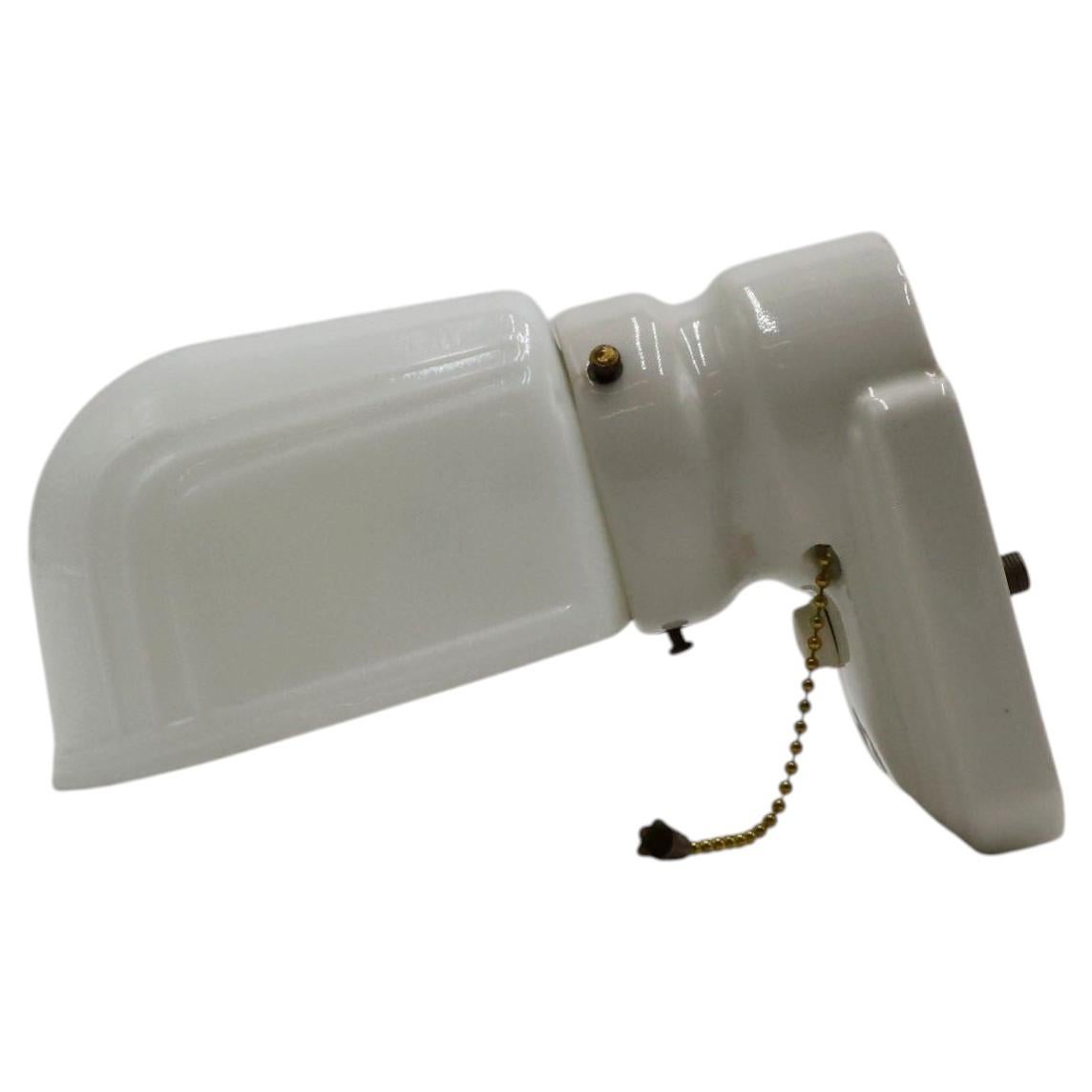 Art Deco Bathroom Sconce in Porcelain and Milk Glass