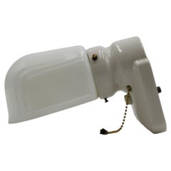 Art Deco Bathroom Sconce in Porcelain and Milk Glass