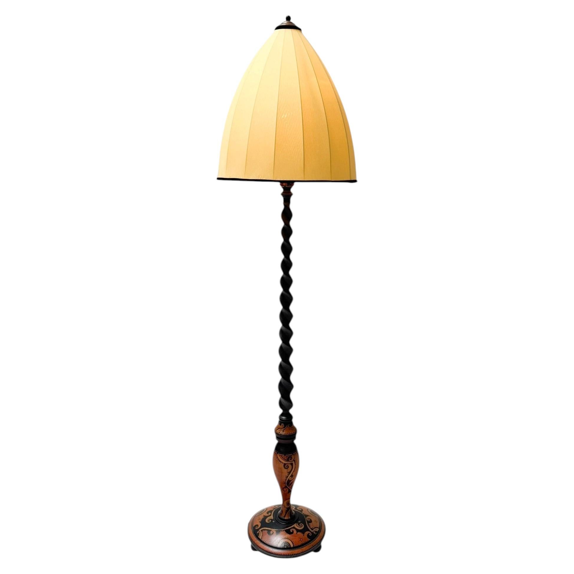 Art Deco Batik Floor Lamp by Hans Steinpatz, Dutch Design, 1920s For Sale