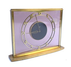 Art Deco Bauhaus 8 Day Brass & Glass Clock by Junghans, circa 1930