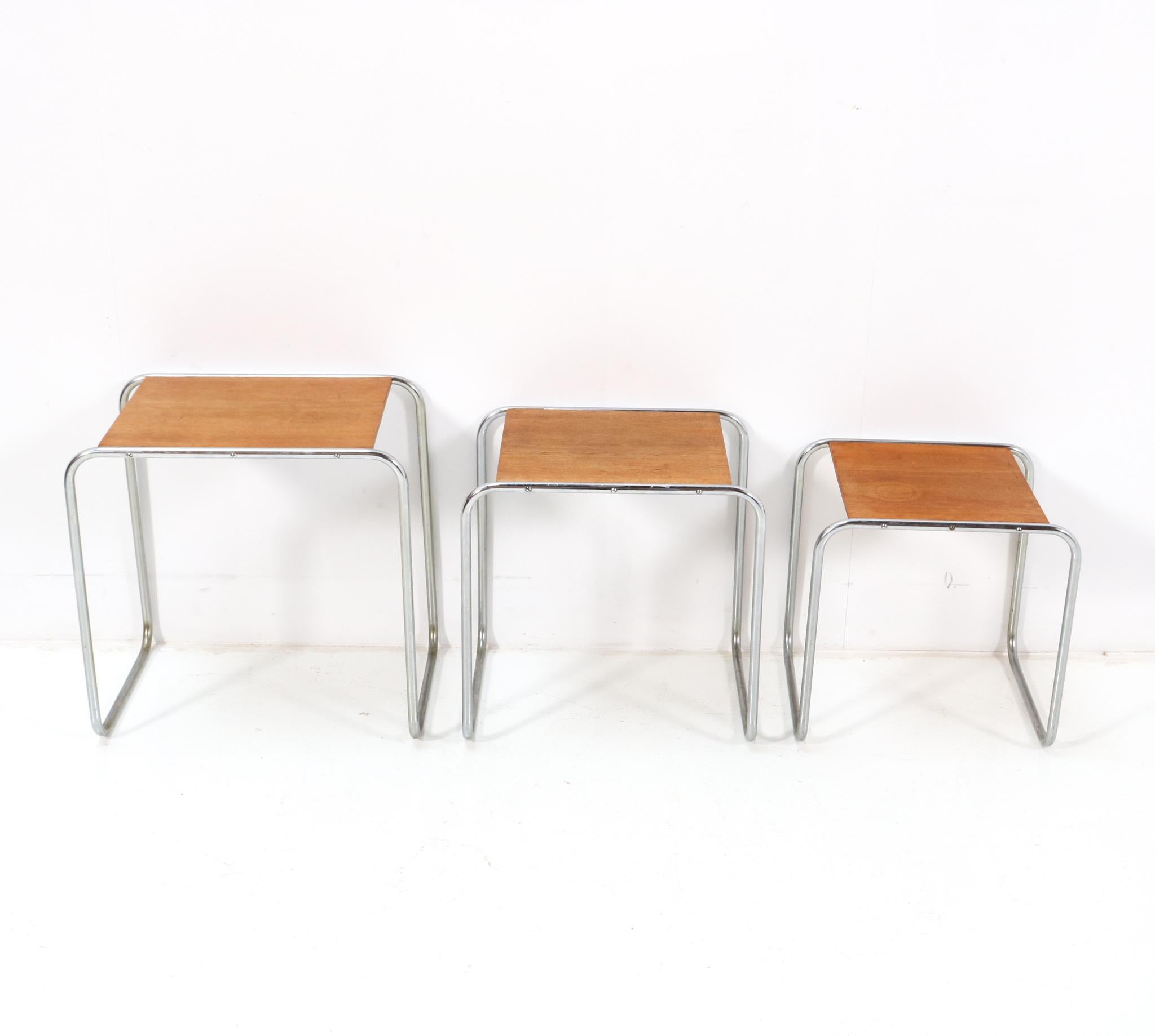 Art Deco Bauhaus B9 Nesting Tables by Marcel Breuer, 1950s 1