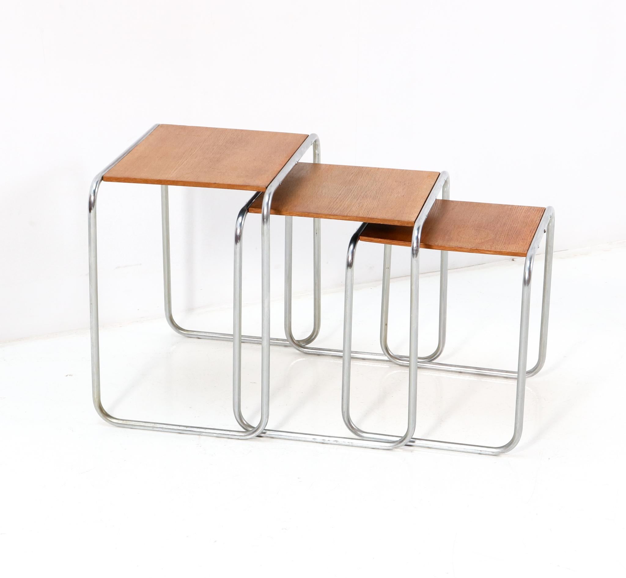Art Deco Bauhaus B9 Nesting Tables by Marcel Breuer, 1950s In Good Condition In Amsterdam, NL