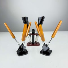 Art Deco Bauhaus Bakelite Catalin Fruit Knife & Fork Set, 1930s, 15 Pcs