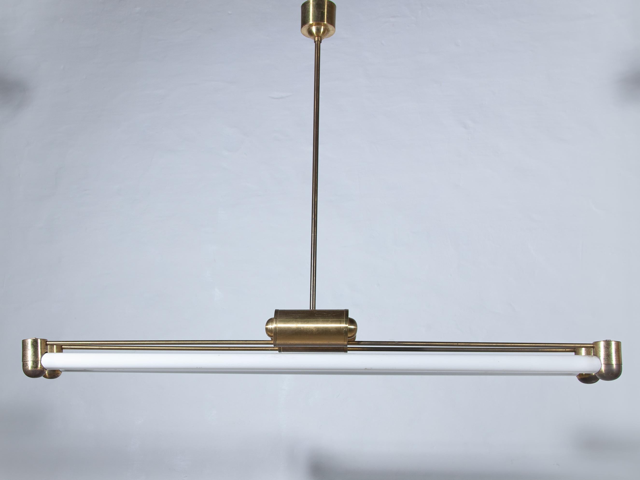 Art Deco Bauhaus Brass, Two Tubes Counterbalance Pendant  Lamp, 1930s, Germany For Sale 5