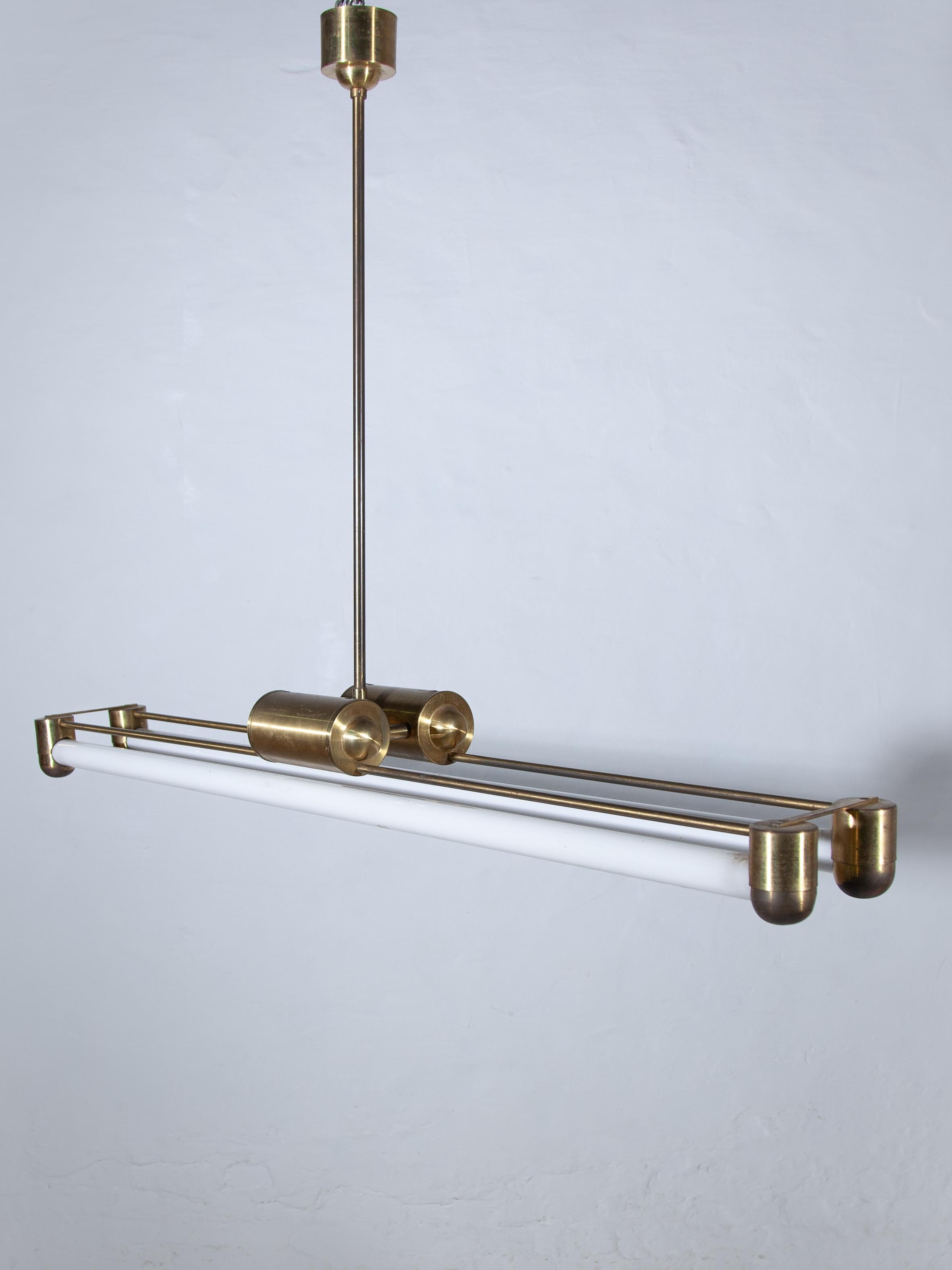 Art Deco Bauhaus Brass, Two Tubes Counterbalance Pendant  Lamp, 1930s, Germany For Sale 2