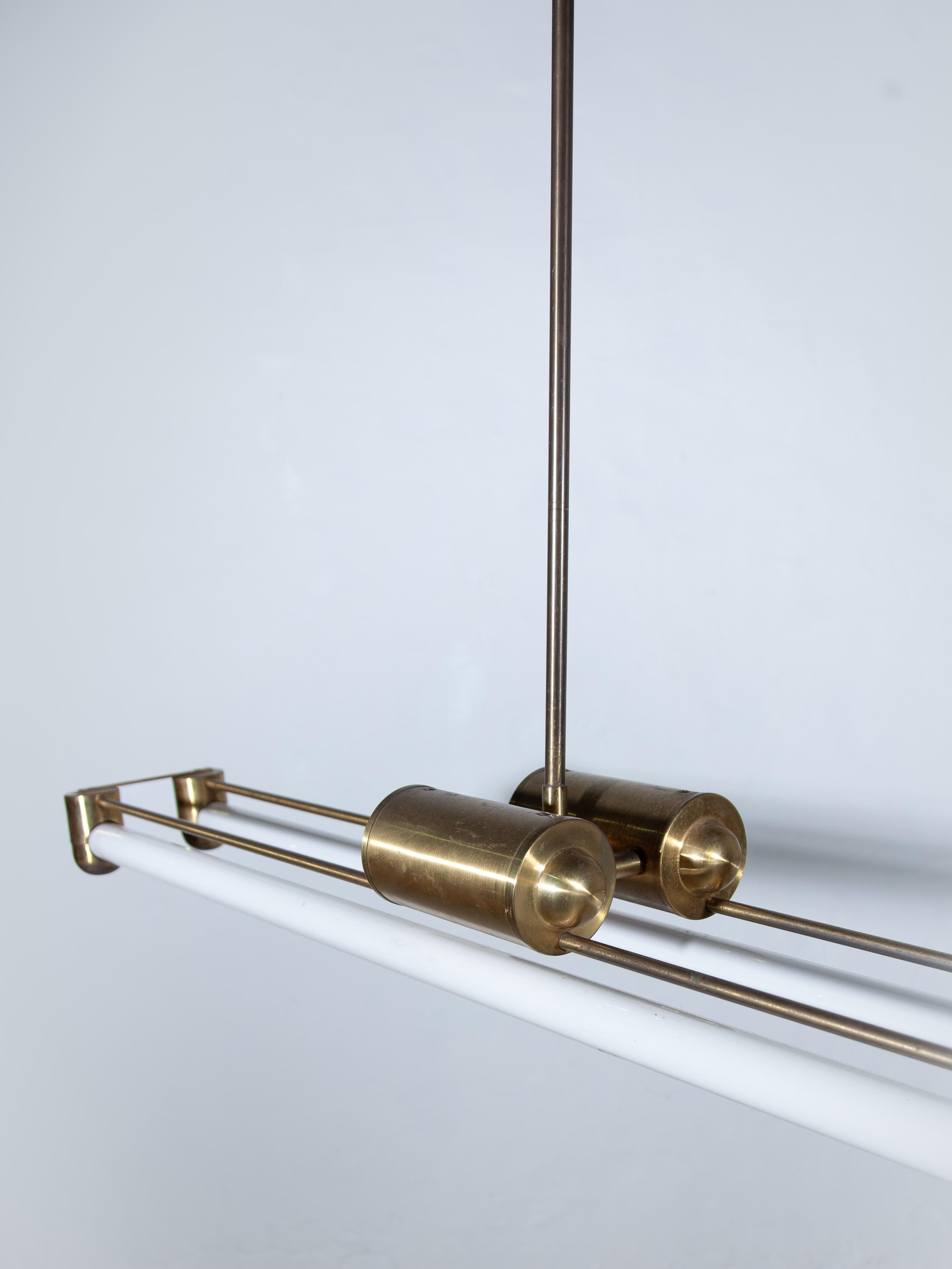 Art Deco Bauhaus Brass, Two Tubes Counterbalance Pendant  Lamp, 1930s, Germany For Sale 4