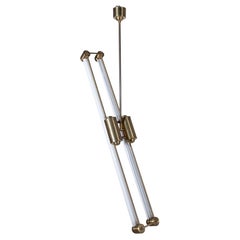 Art Deco Bauhaus Brass, Two Tubes Counterbalance Pendant  Lamp, 1930s, Germany