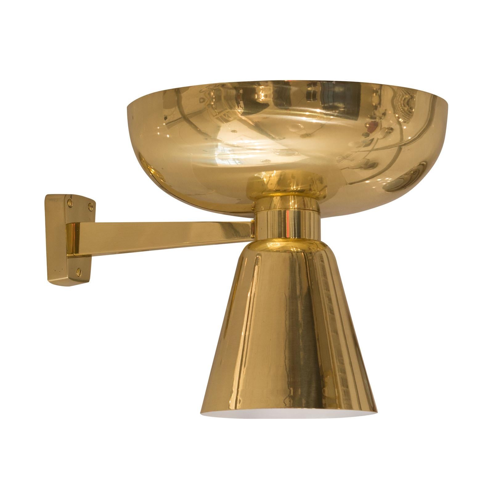 Art Deco Bauhaus Brass Wall Light by Woka Lamps Vienna, Re Edition For Sale  at 1stDibs