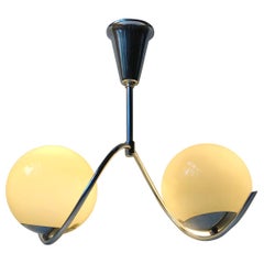 Art Deco, Bauhaus Chandelier with Two Globes by Voss, Denmark, 1930s