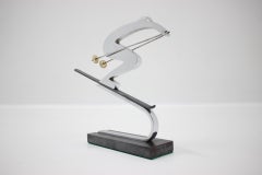 Art Deco Bauhaus Chrome and Marble Sport Sculpture, Skier, circa 1930s