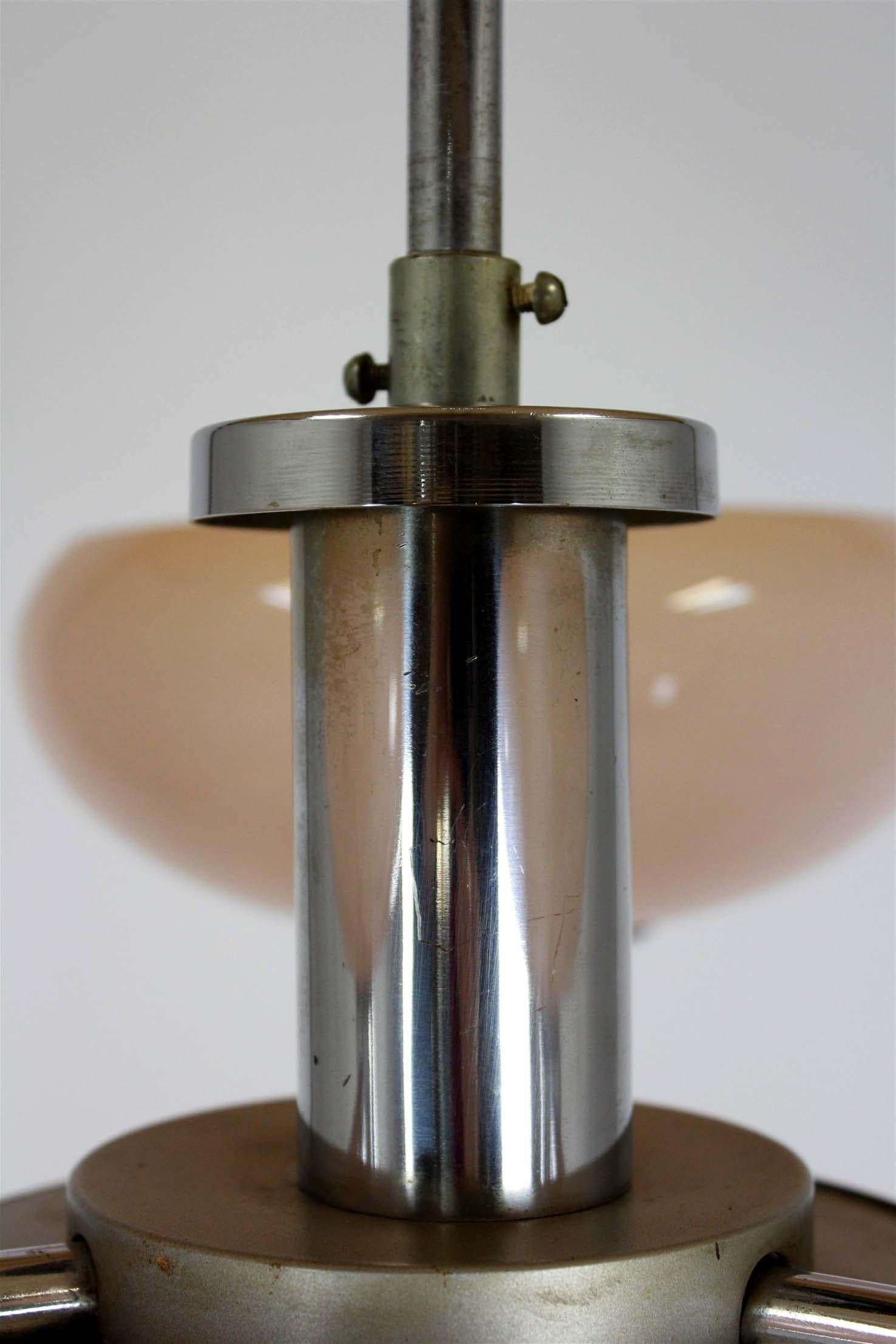 Art Deco Bauhaus Chrome Chandelier from Napako, Czechoslovakia, 1940s For Sale 7