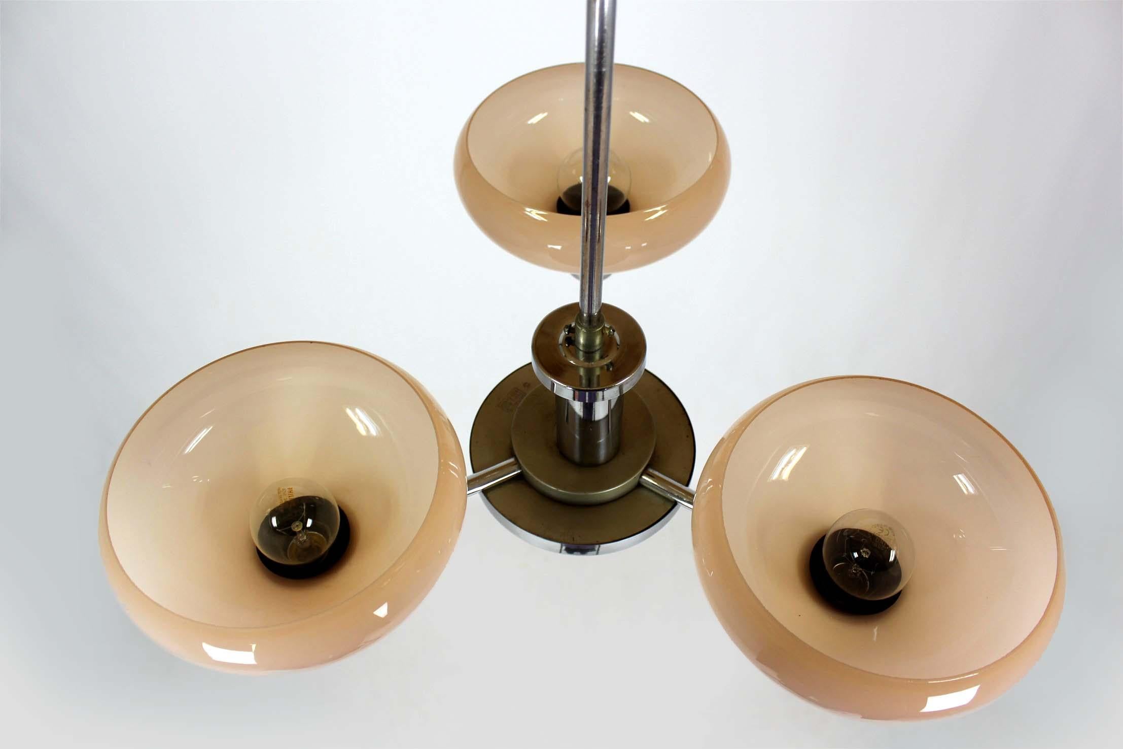 Art Deco Bauhaus Chrome Chandelier from Napako, Czechoslovakia, 1940s For Sale 9