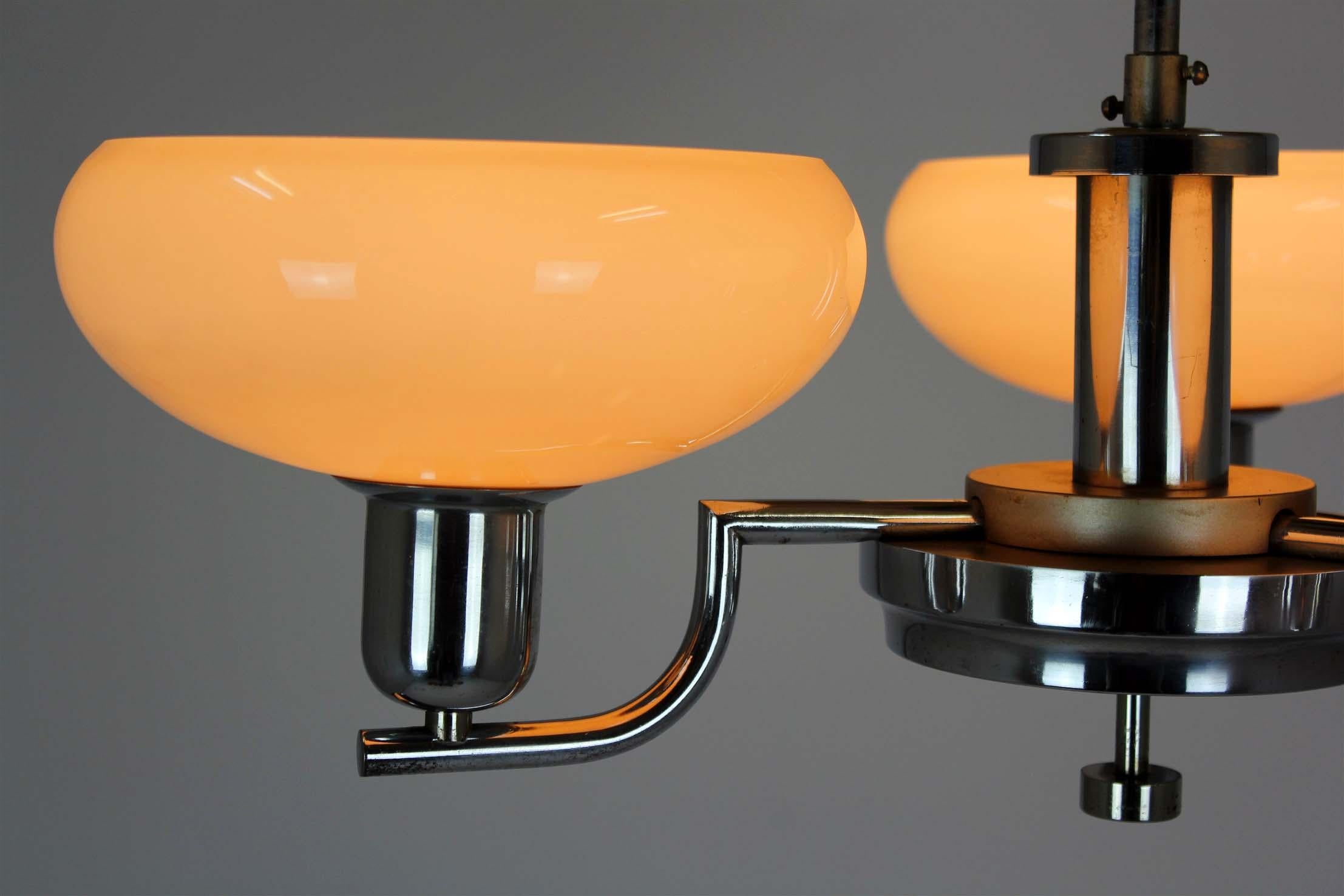 Art Deco Bauhaus Chrome Chandelier from Napako, Czechoslovakia, 1940s For Sale 12