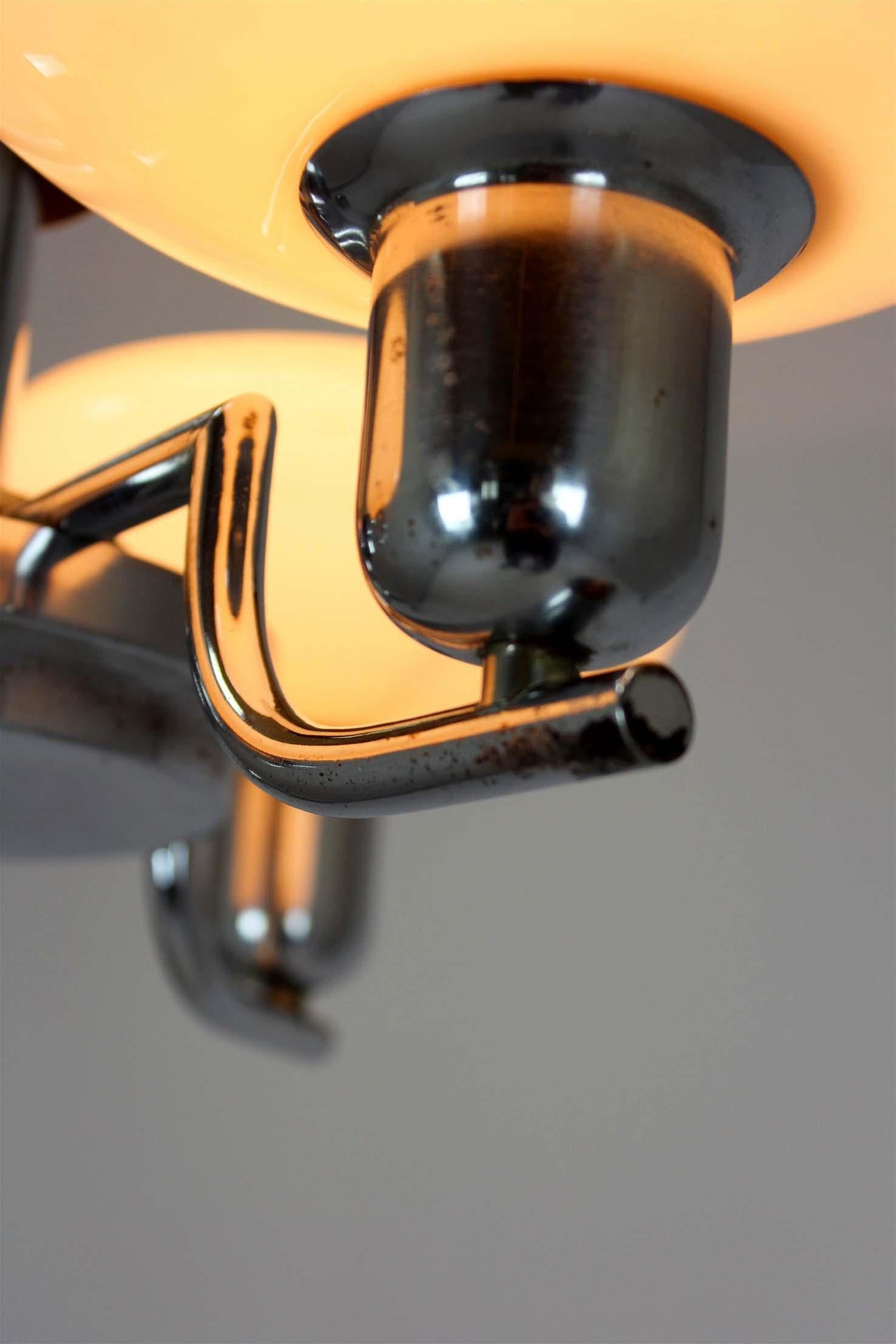 20th Century Art Deco Bauhaus Chrome Chandelier from Napako, Czechoslovakia, 1940s For Sale