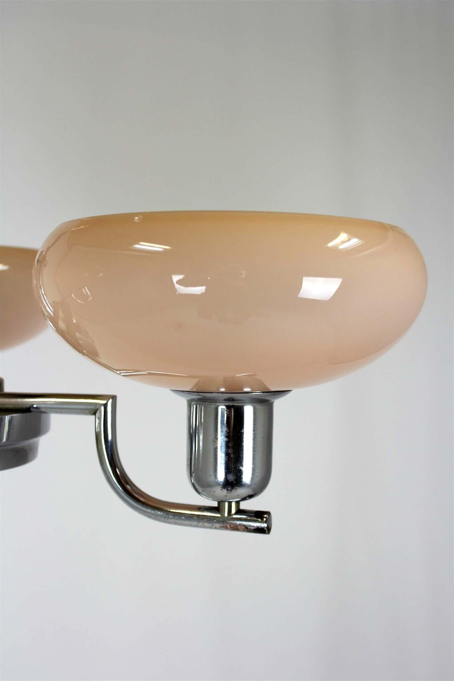 Art Deco Bauhaus Chrome Chandelier from Napako, Czechoslovakia, 1940s For Sale 1