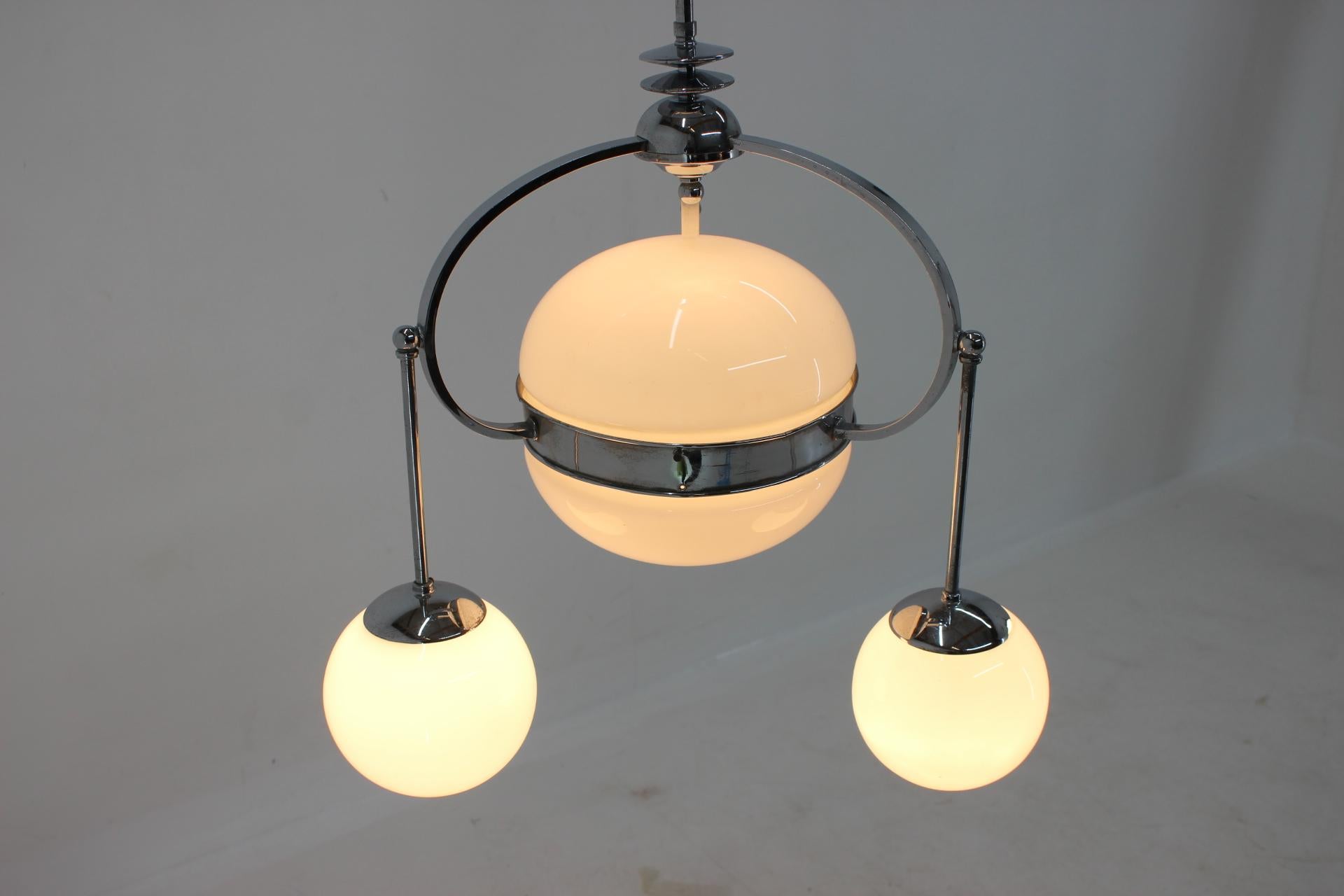 Art Deco Bauhaus Chrome Pendant / Chandelier, 1930s In Good Condition In Praha, CZ