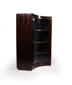 Art Deco Bauhaus Corner Display Cabinet in Macassar Ebony by Bruno Paul