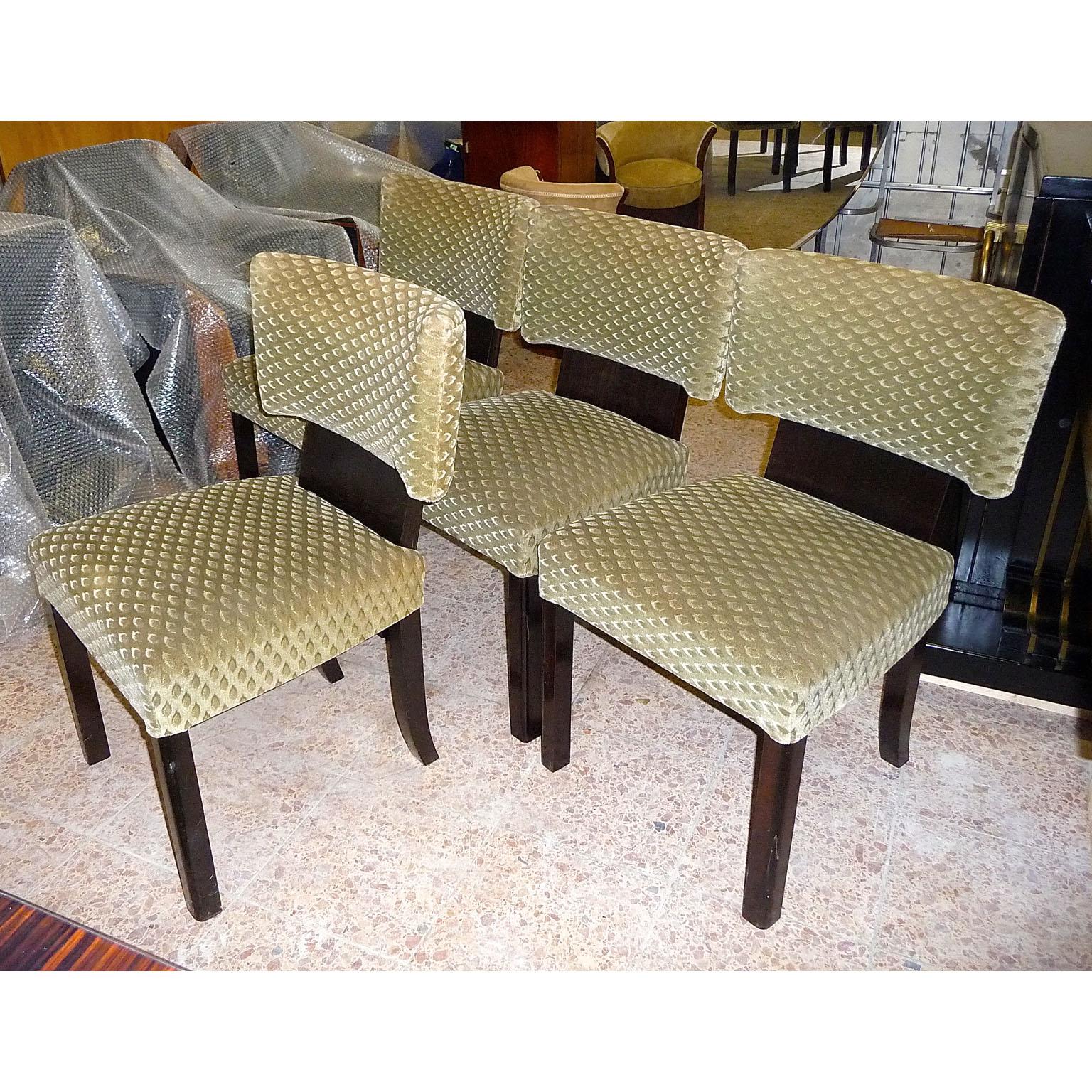 Upholstery Art Deco Bauhaus Dining Chairs, Set of Four, Bruno Paul Design, Germany, 1930s
