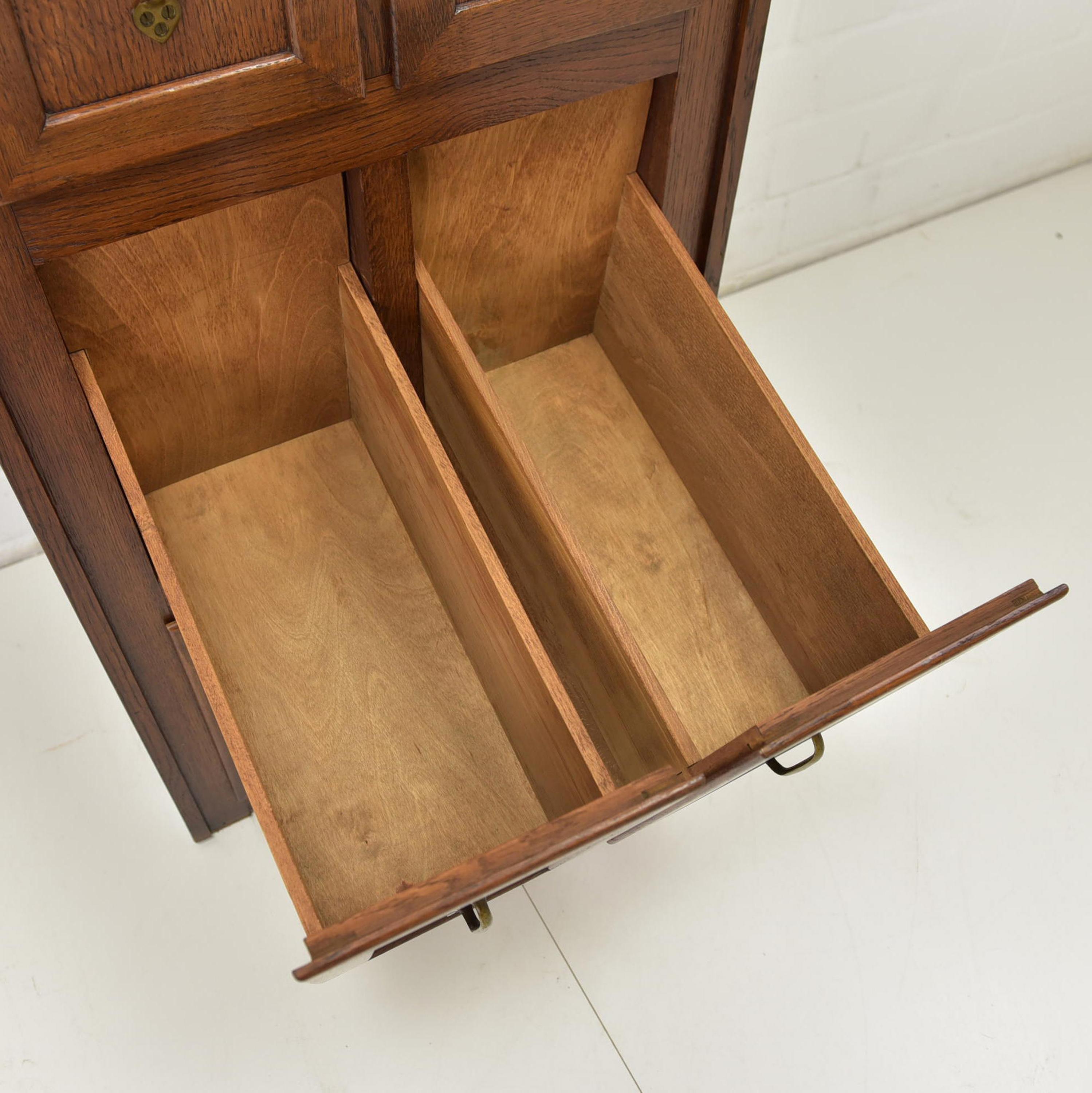 Art Deco Bauhaus Drawer Cabinet / File Cabinet Narrow in Oak, 1925 1