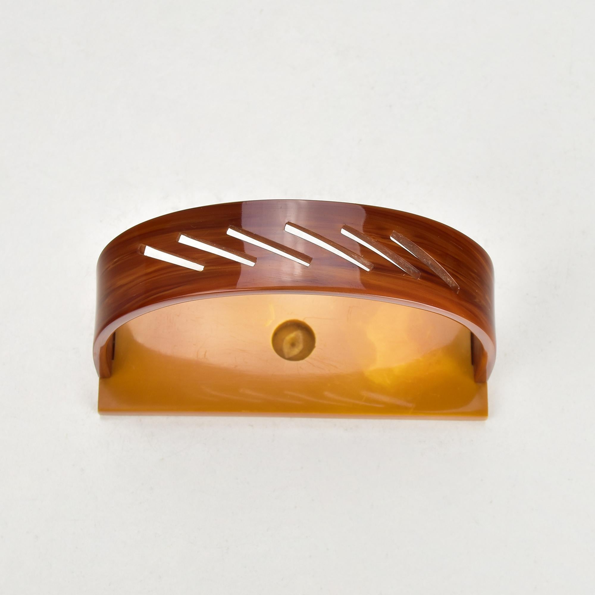 Set di coltelli da frutta in bachelite di epoca Bauhaus con supporto, anni '30, set di 6 in vendita 3