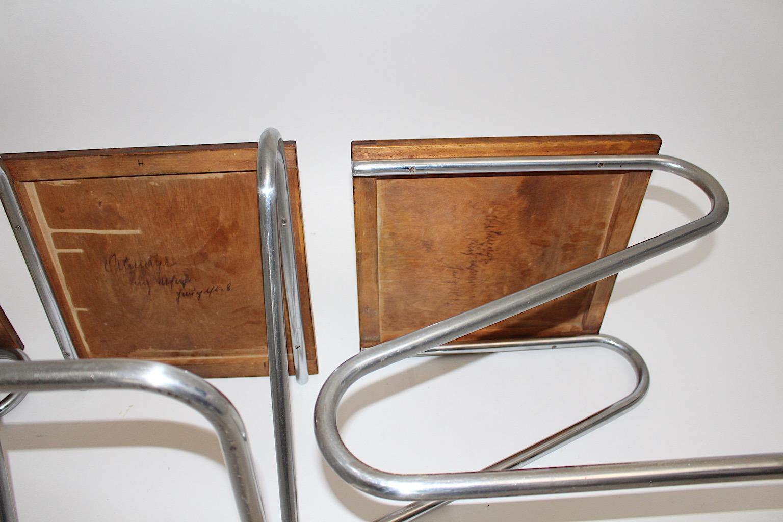 Drei verchromte Metallhocker aus der Bauhaus-Ära, 1930er Jahre, Deutschland, Vintage, Art déco im Angebot 9