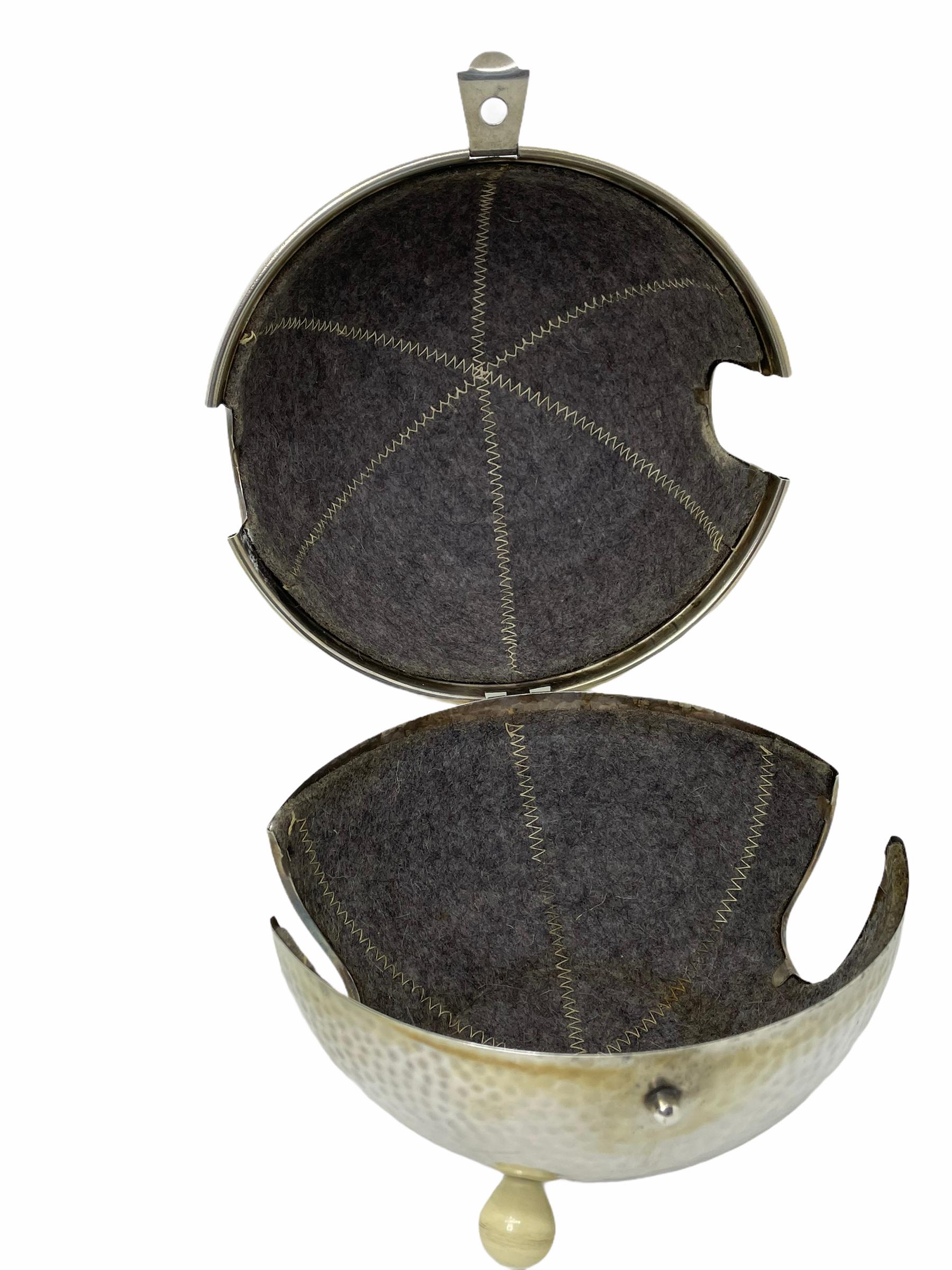 German Art Deco Bauhaus Hutschenreuther Tea Pot Set Hammered WMF Metal Cozy, 1930s