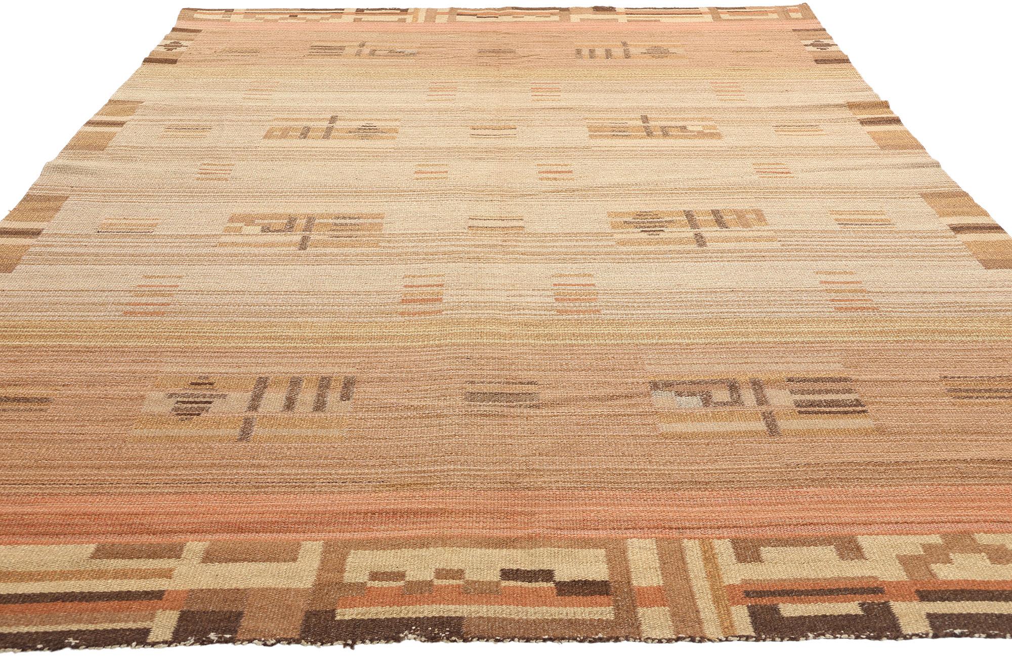 Scandinavian Modern 1930's Impi Sotavalta Iltalaulu Finnish Flatweave Carpet For Sale