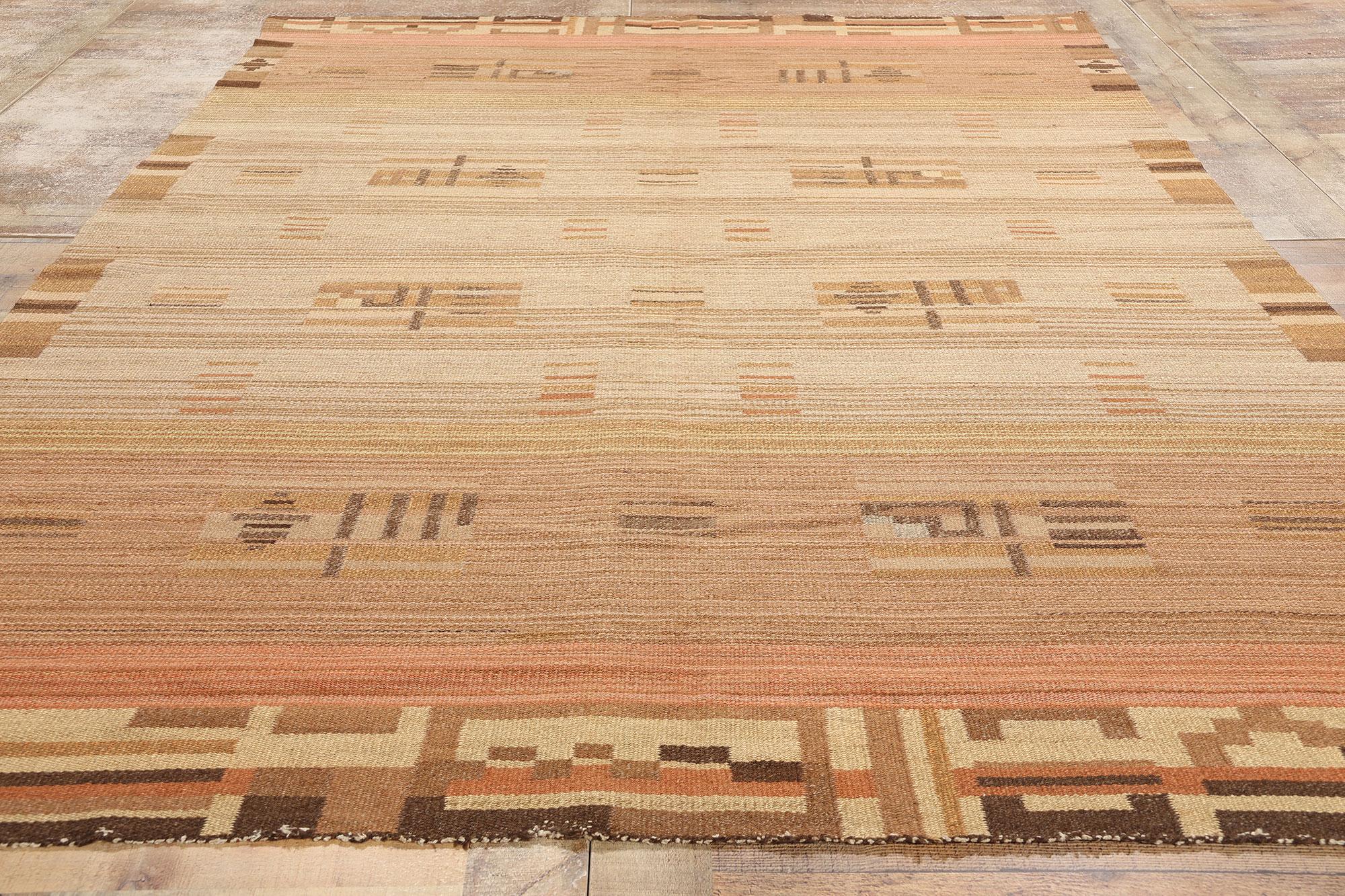 1930's Impi Sotavalta Iltalaulu Finnish Flatweave Carpet For Sale 1