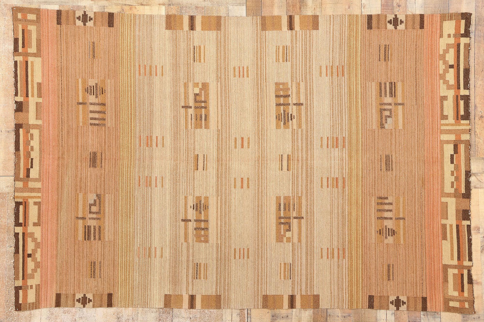 1930's Impi Sotavalta Iltalaulu Finnish Flatweave Carpet For Sale 2