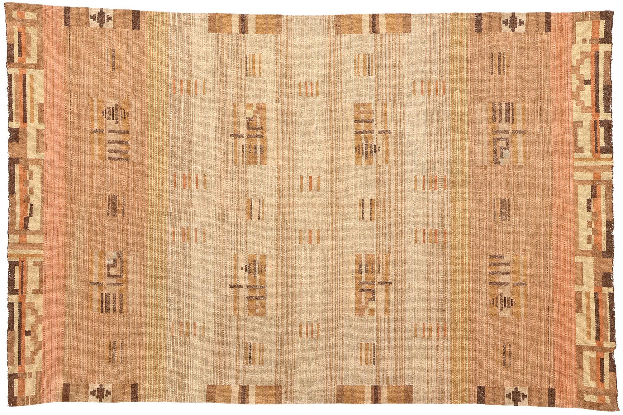 1930's Impi Sotavalta Iltalaulu Finnish Flatweave Carpet For Sale 3