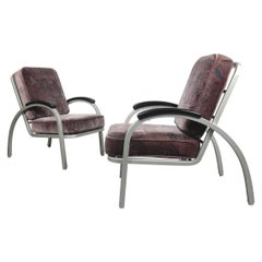 Vintage Streamline Art Deco Lounge Chairs Designed by Norman Bel Geddes