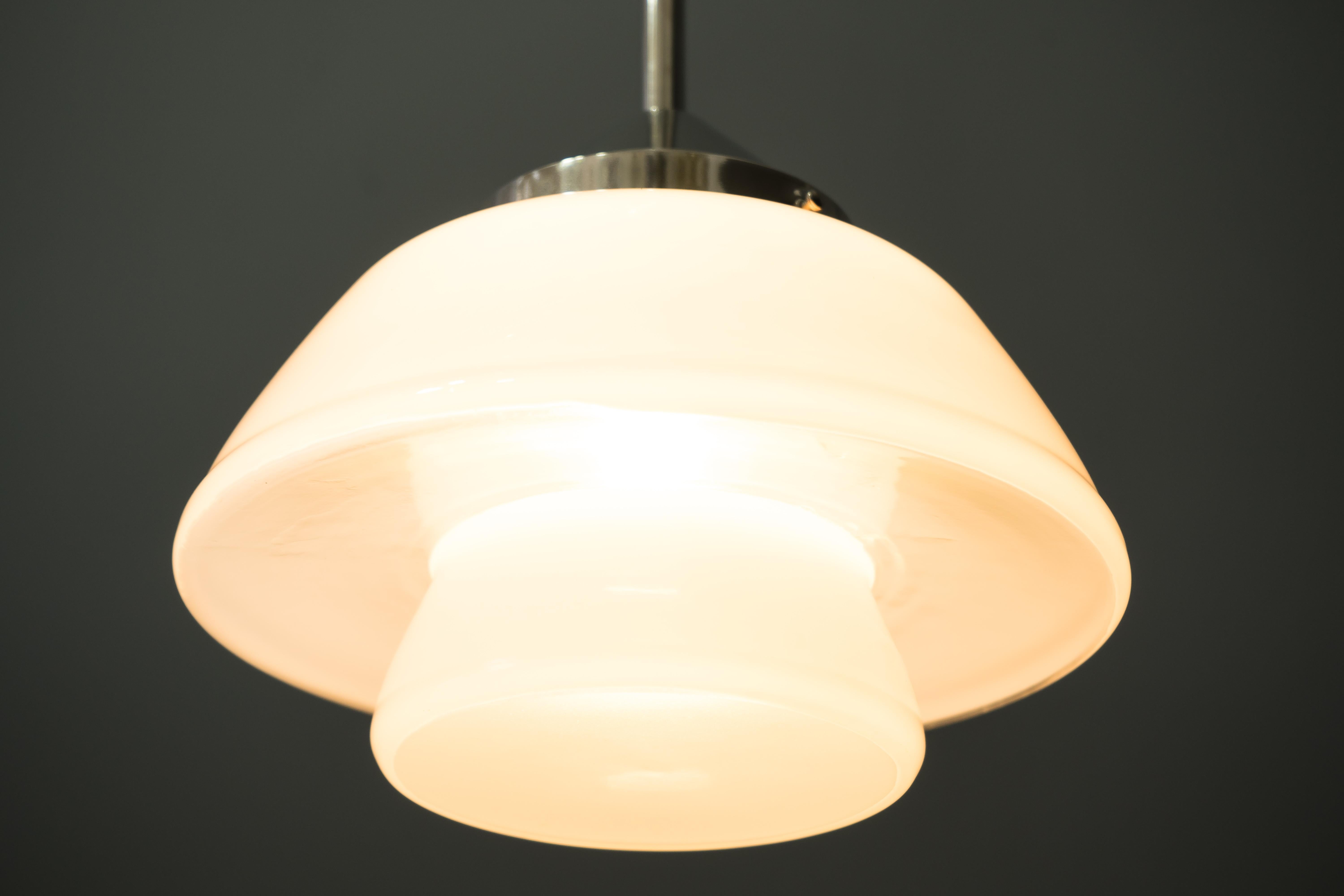 Vernickelte Bauhaus-Pendelleuchte im Art déco-Stil, Deutschland, ca. 1920er Jahre im Angebot 10