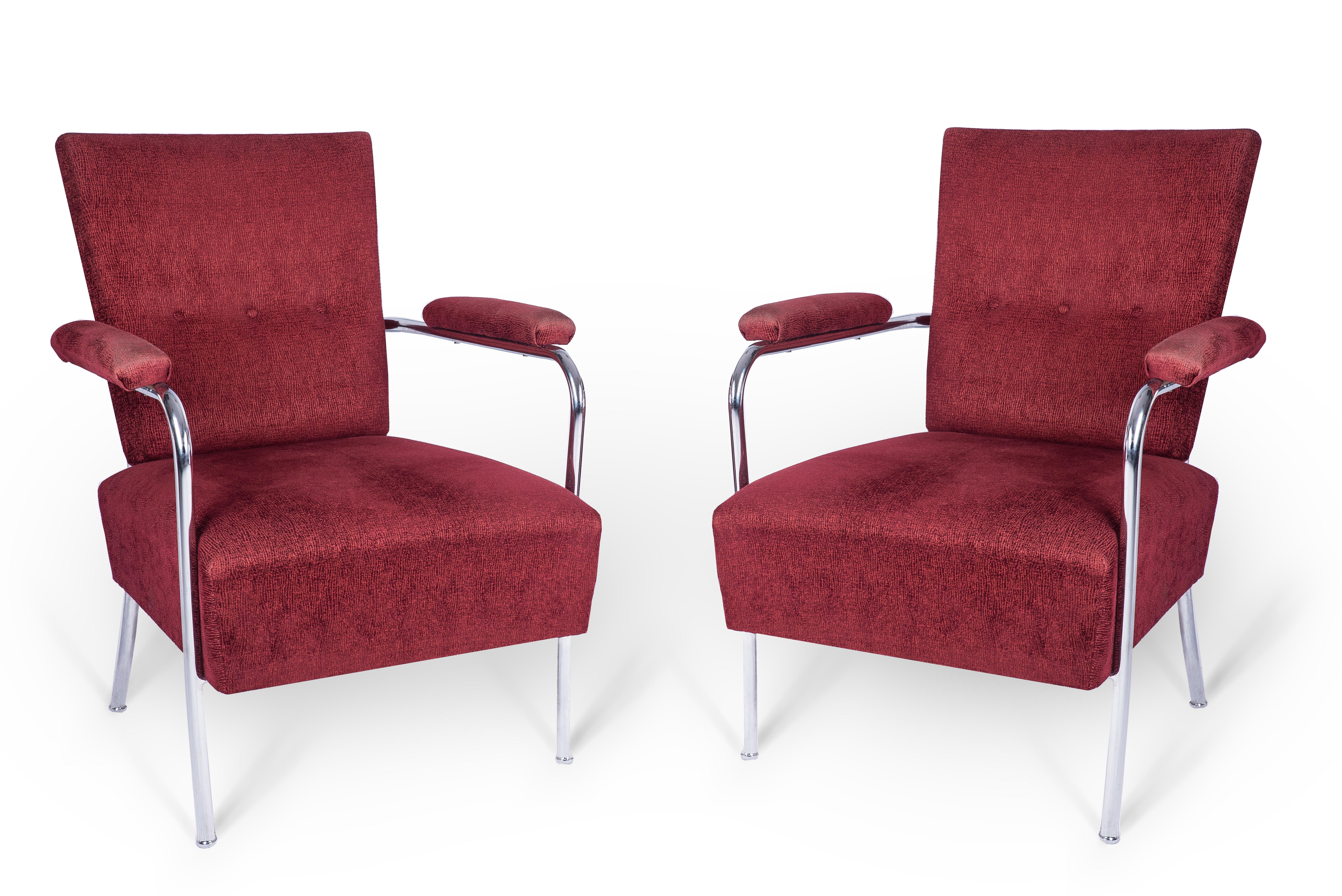 Hungarian Art Deco Bauhaus Style Chair and Sofa Set with Round Table, 1940s