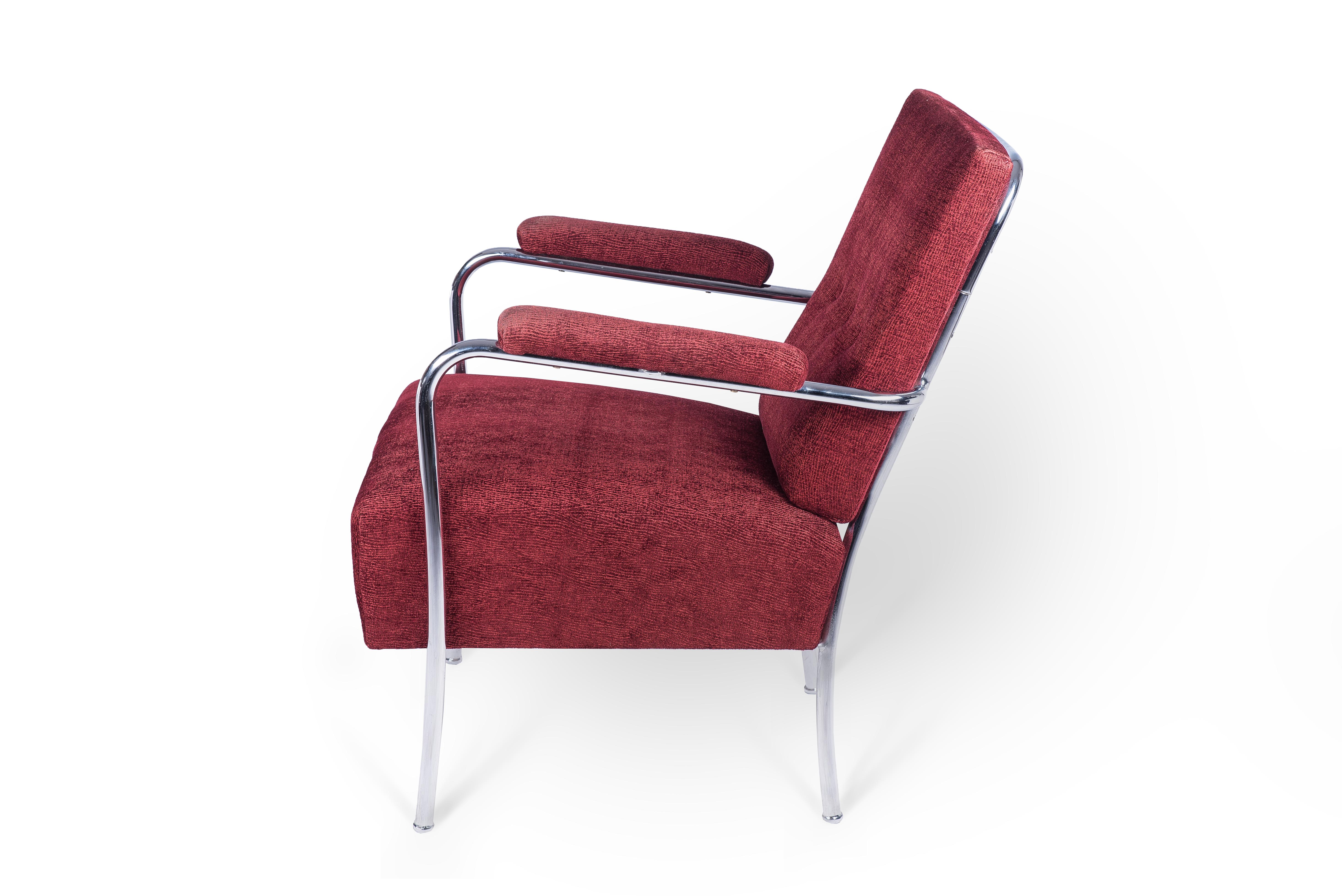 Mid-20th Century Art Deco Bauhaus Style Chair and Sofa Set with Round Table, 1940s