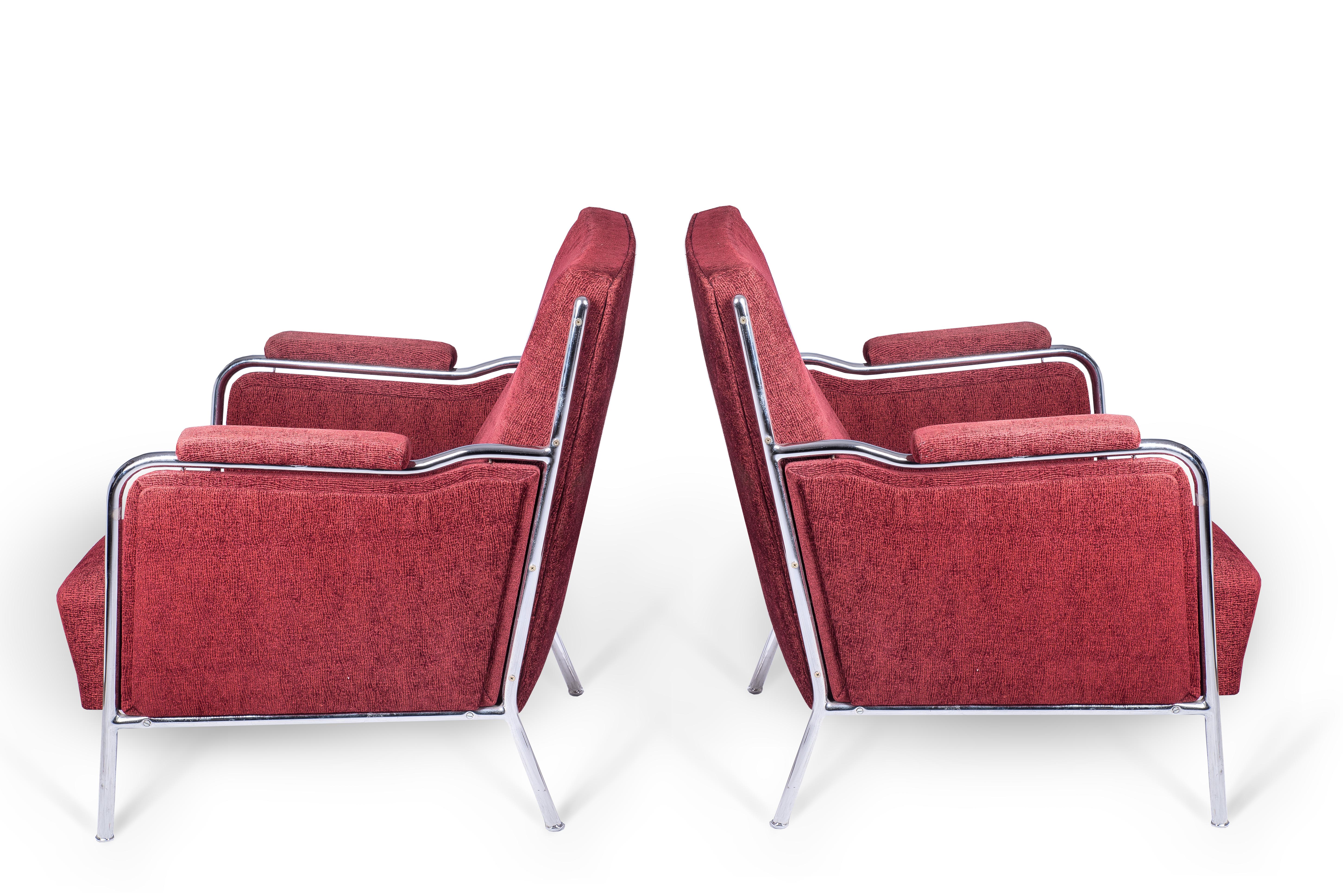 Fabric Art Deco Bauhaus Style Chair and Sofa Set with Round Table, 1940s