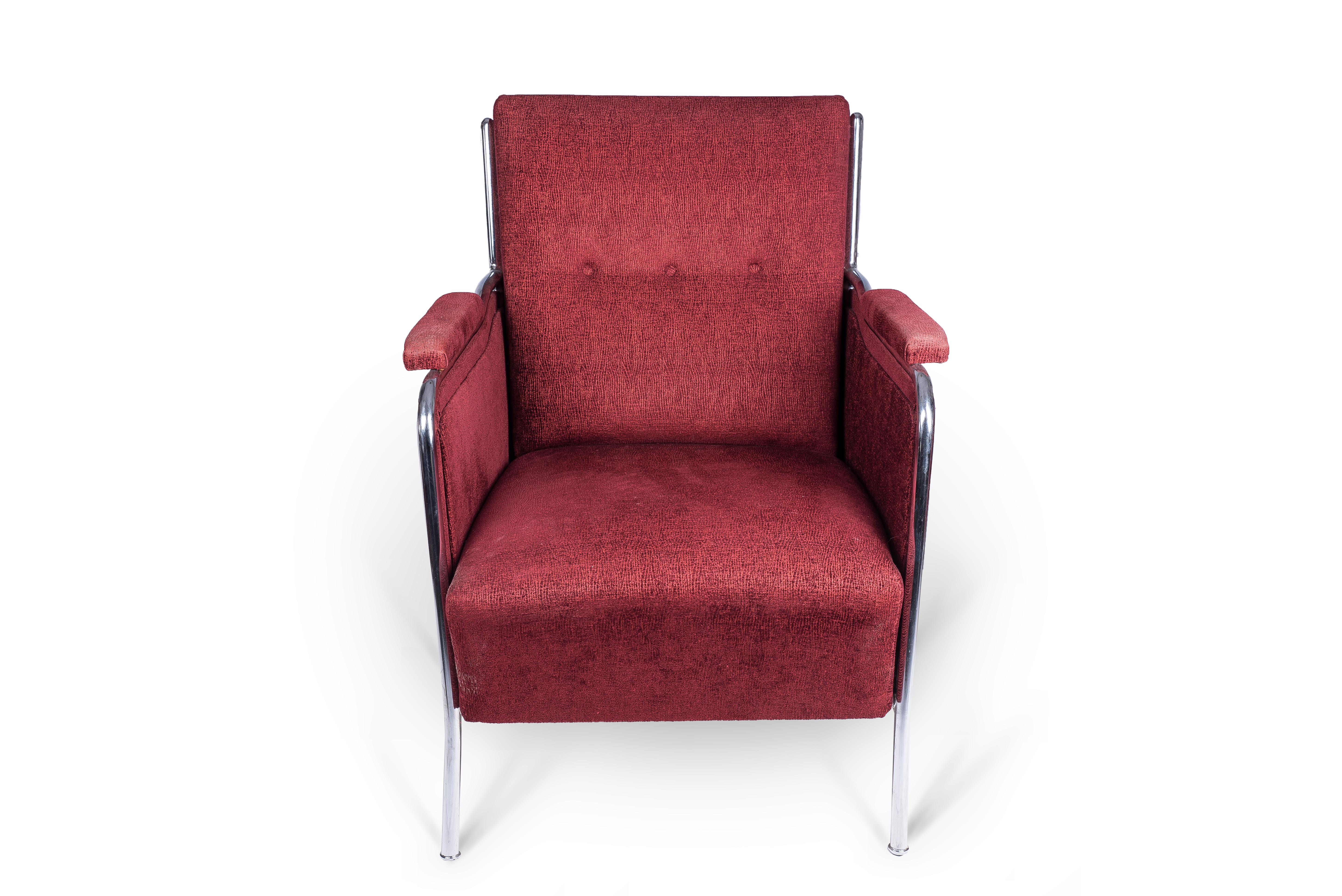 Art Deco Bauhaus Style Chair and Sofa Set with Round Table, 1940s 1