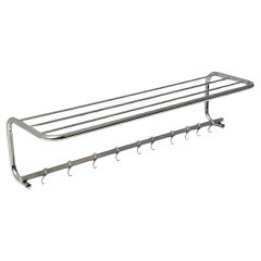 Art Deco Bauhaus Style Chrome Tubular Steel Wall Coat Rack, 1930s