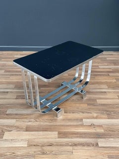 Art Deco Bauhaus Style Lacquer & Chrome Side Table