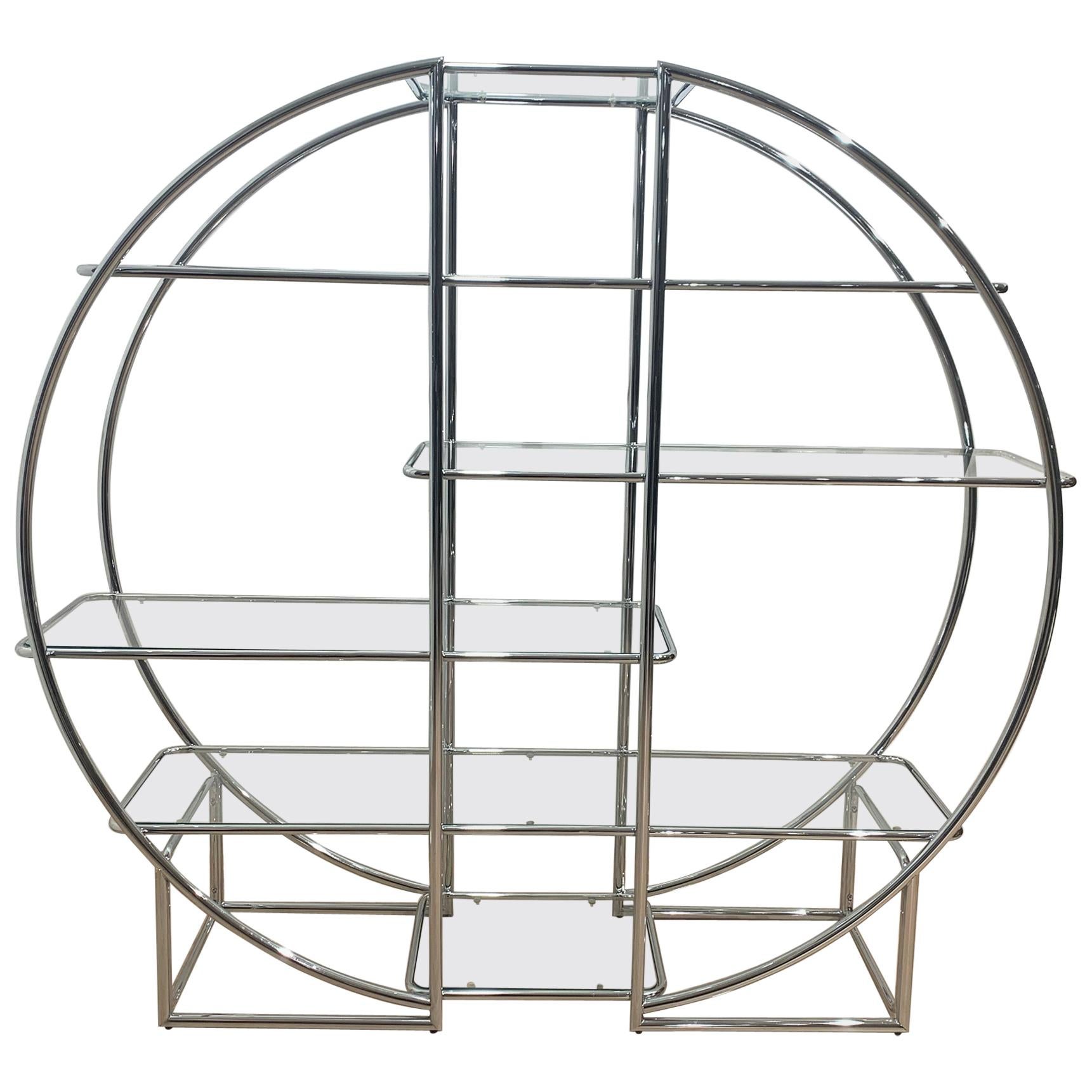Bauhaus Style Shelf, Chromed Steeltubes and Glass, Germany, 1950-70s For Sale