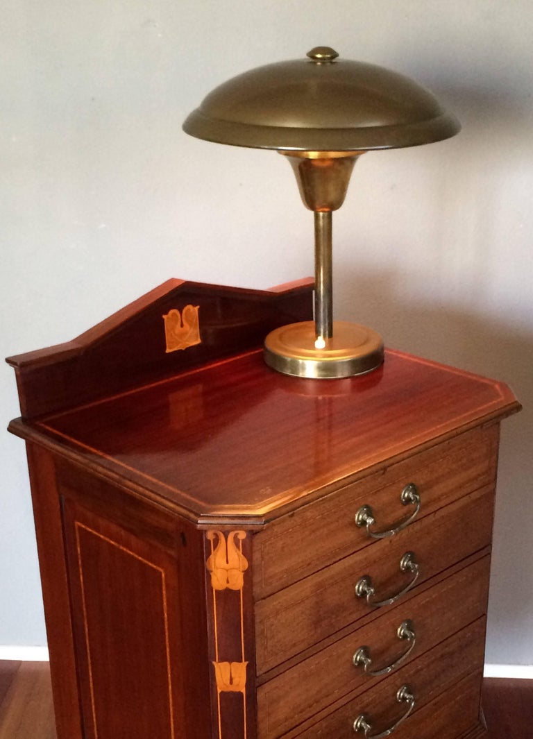 Art Deco Bauhaus Style Table or Desk Lamp, Copper Metal Dish Design Lamp Shade For Sale 10