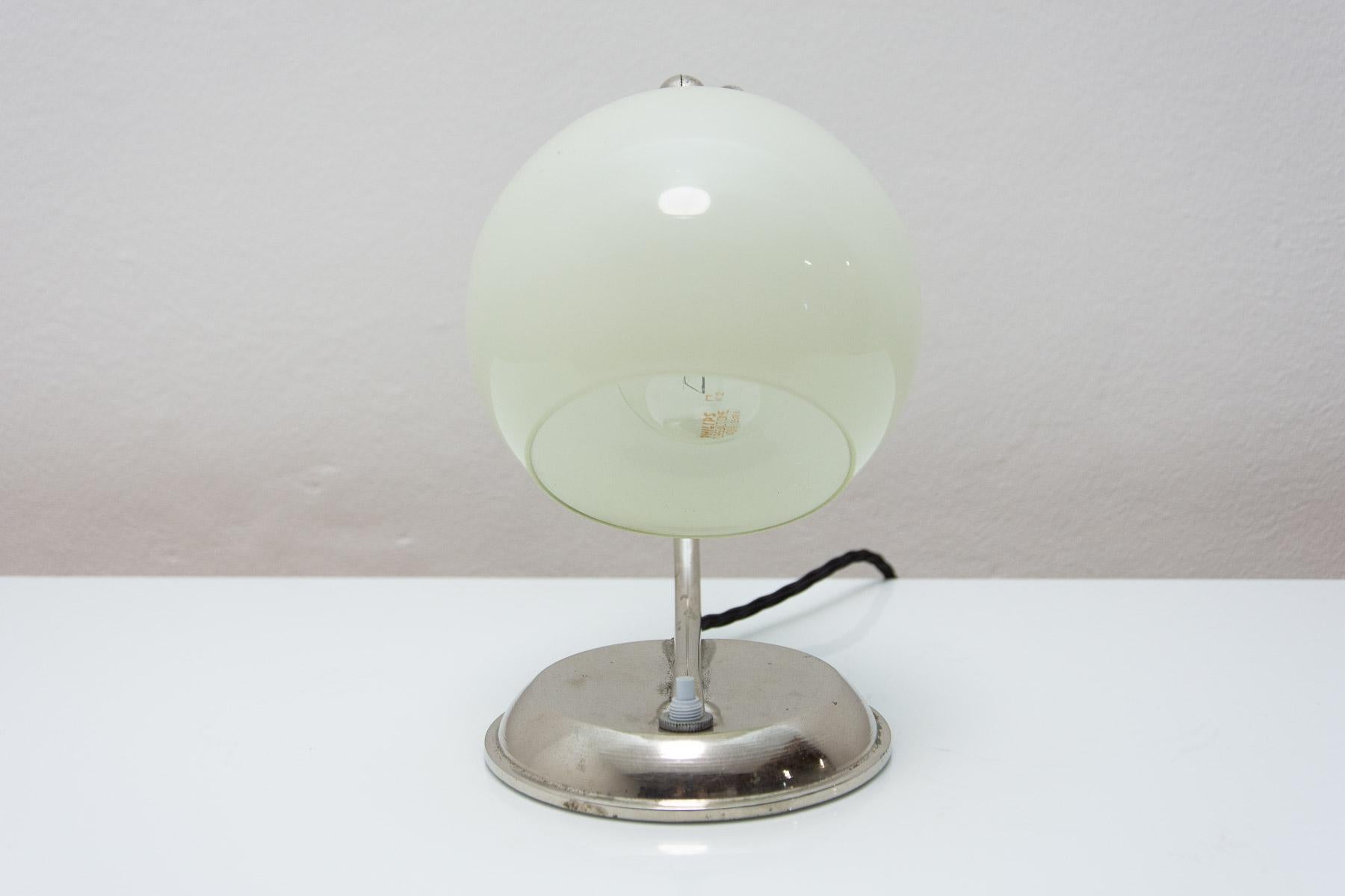 Glass ART DECO, Bauhaus table lamp, 1930´s, Bohemia For Sale