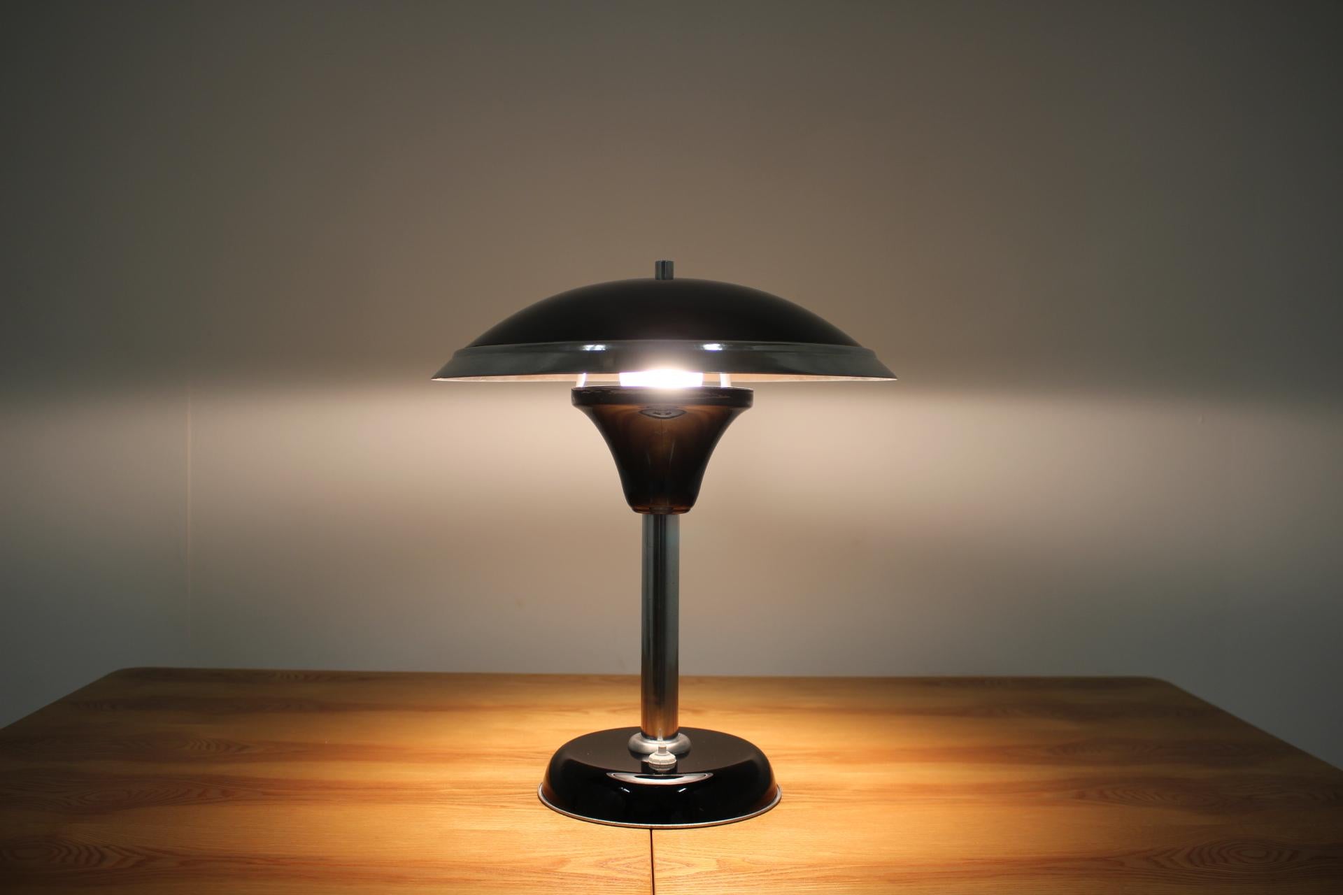 Metal Art Deco Bauhaus Table Lamp Designed by Max Schumacher, 1930s