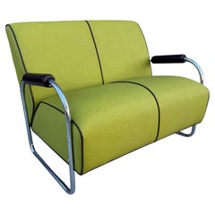 Art Deco / Bauhaus Tubular Chrome Settee attributed to Gilbert Rohde