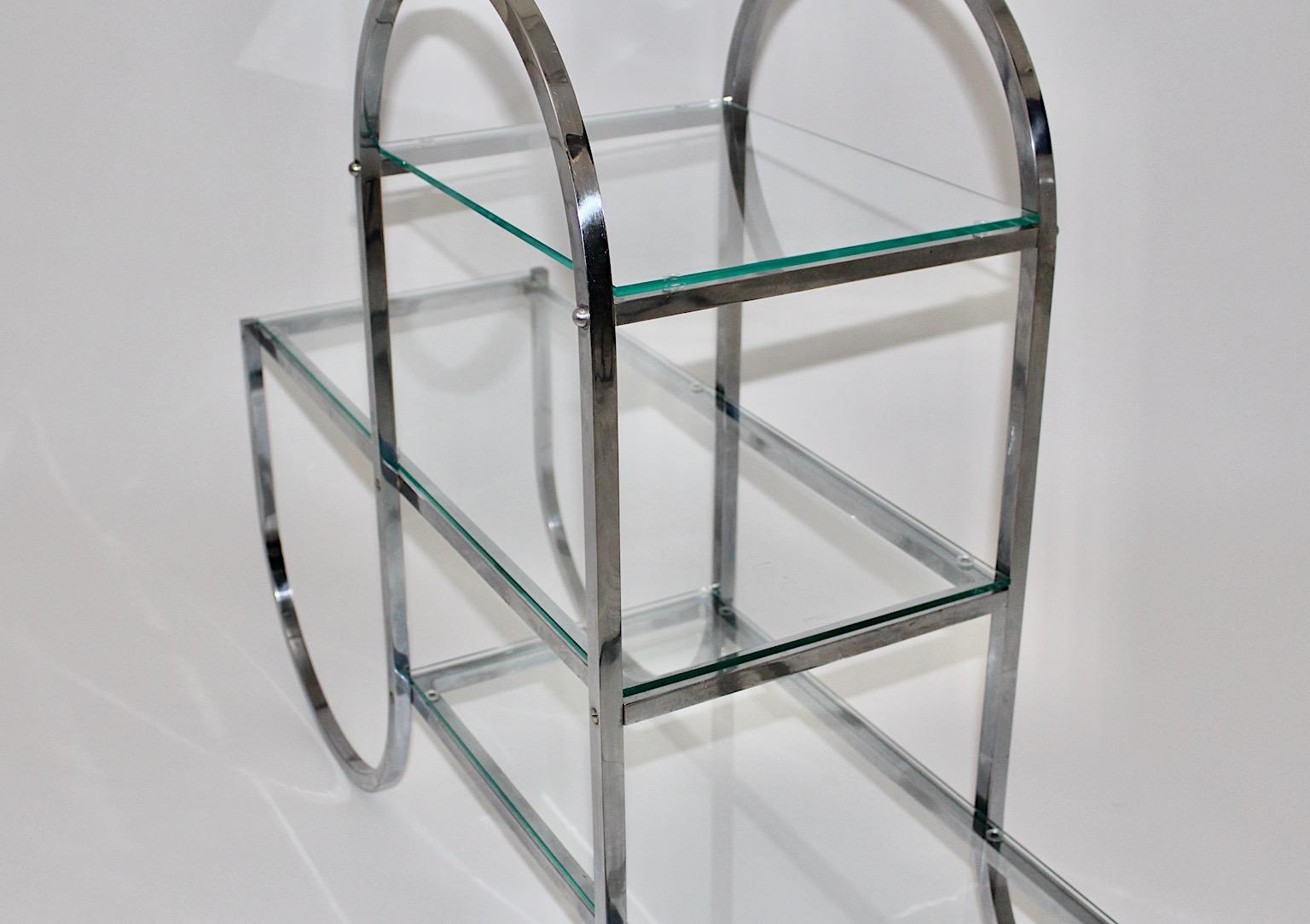 Art Decó Bauhaus Vintage Metal Cromado Estantes de Cristal Florero Años 30 Alemania en venta 9