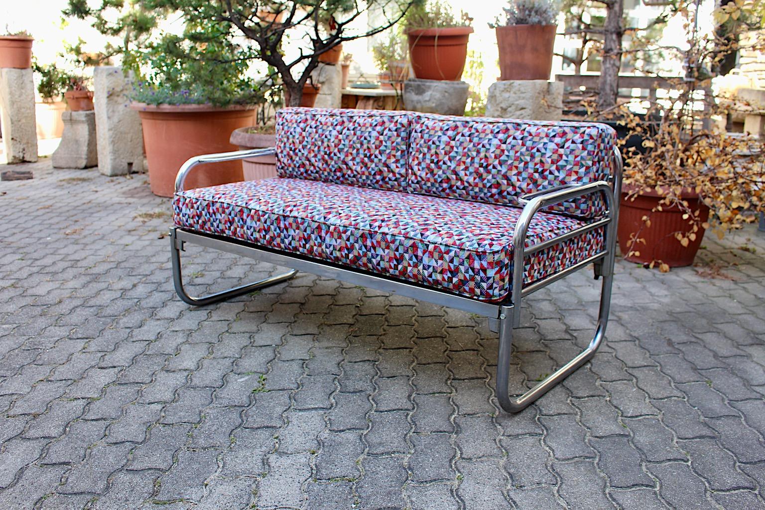 Art Deco Bauhaus Vintage Chromed Tube Metal Sofa Daybed Franz
