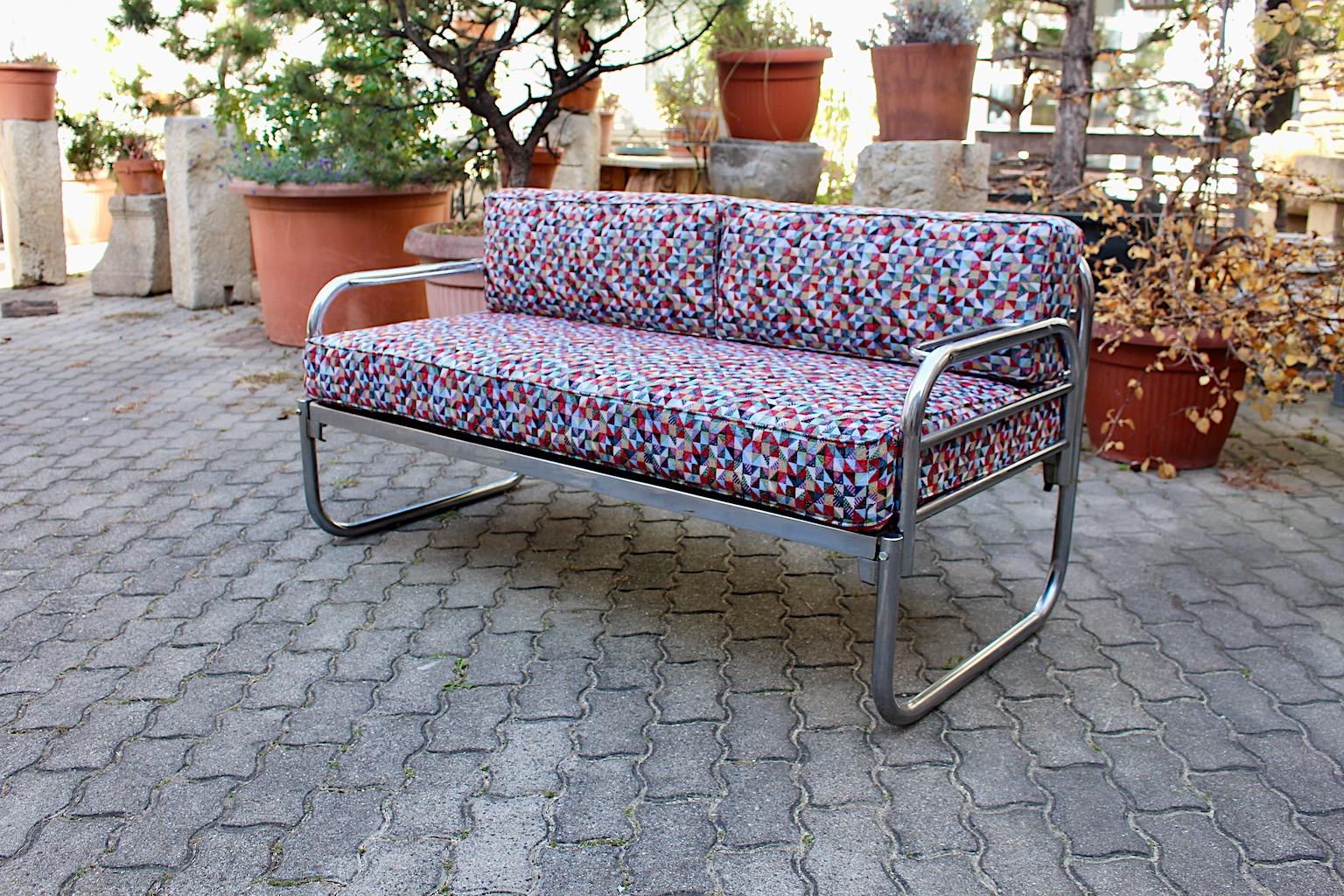 Art Deco Bauhaus Vintage Chromed Tube Metal Sofa Daybed Franz Singer 1920s  For Sale 2